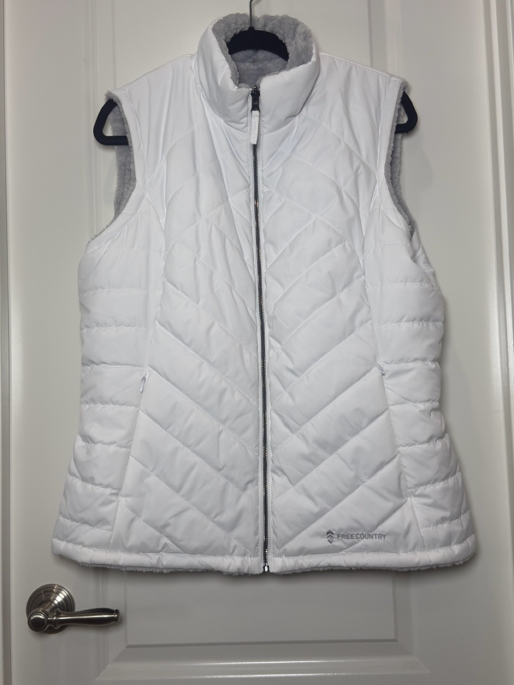 Free Country White Quilted Fleece-Lined Reversible Vest